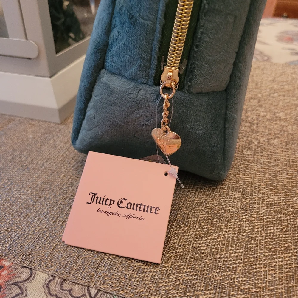 Juicy Couture Terry travel cosmetic bag with bottle